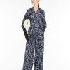 Abbigliamento Le Chicche | Max Mara Weekend Pantaloni In Seta Stampata Blu Marino T. 42