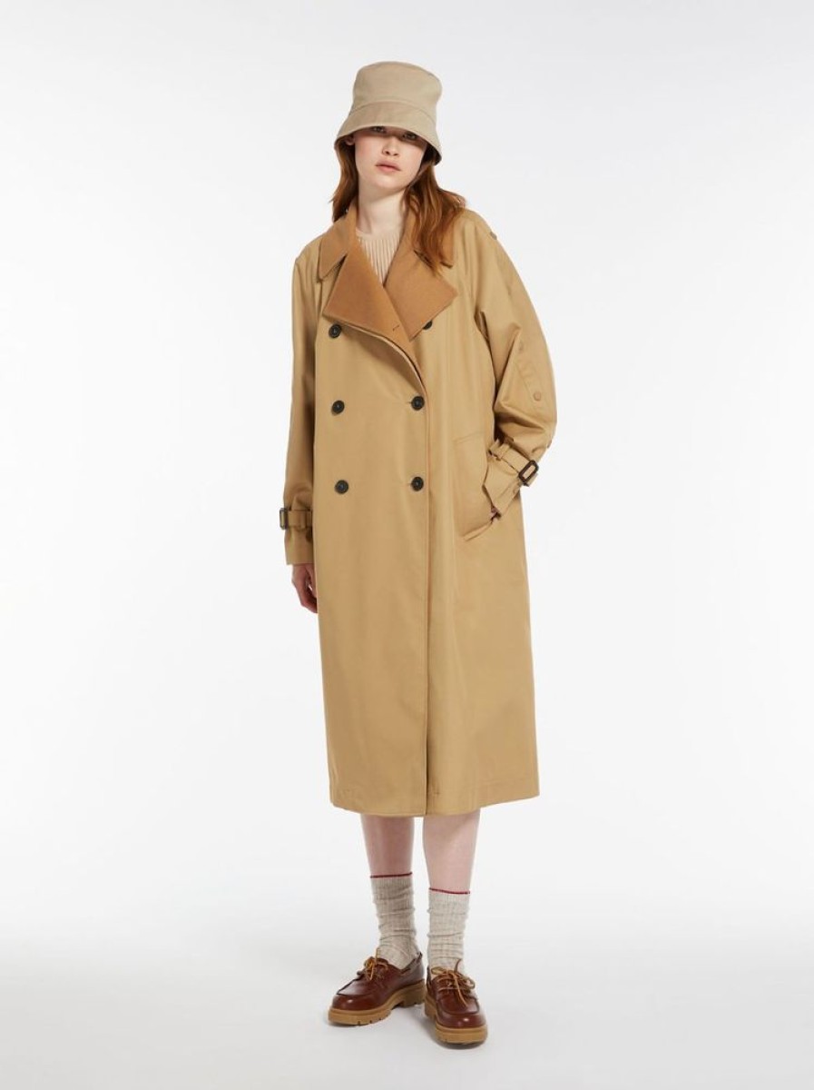 Capispalla Le Chicche | Max Mara Weekend Cappotto Trench In Lana E Cotone Antigoccia Con Cintura T. 42