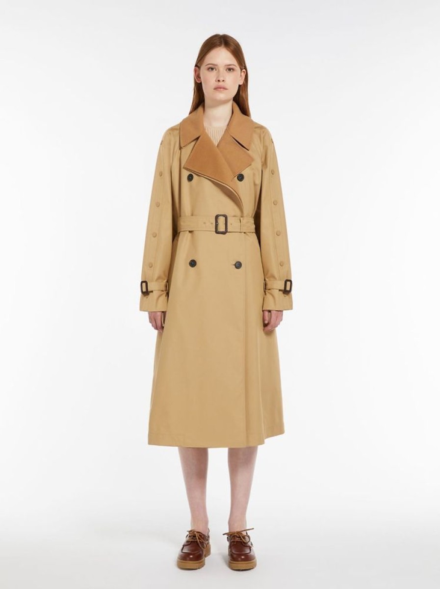 Capispalla Le Chicche | Max Mara Weekend Cappotto Trench In Lana E Cotone Antigoccia Con Cintura T. 42