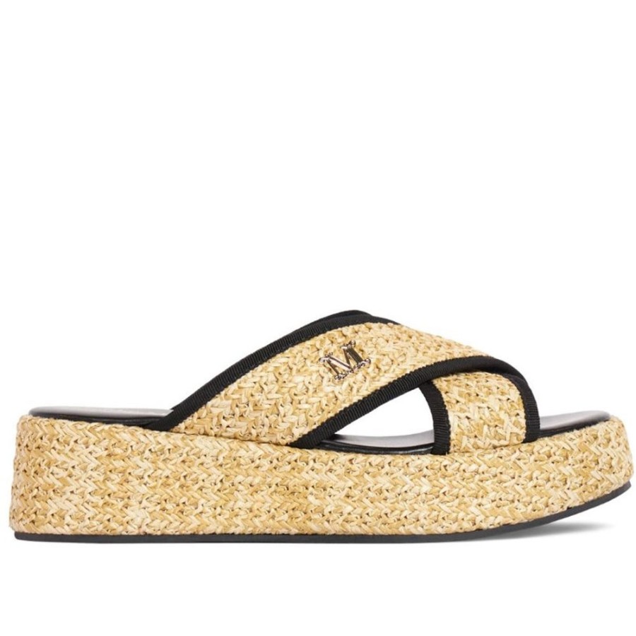 Scarpe Le Chicche | Max Mara Beachwear Sandalo In Rafia Con Zeppa N. 37