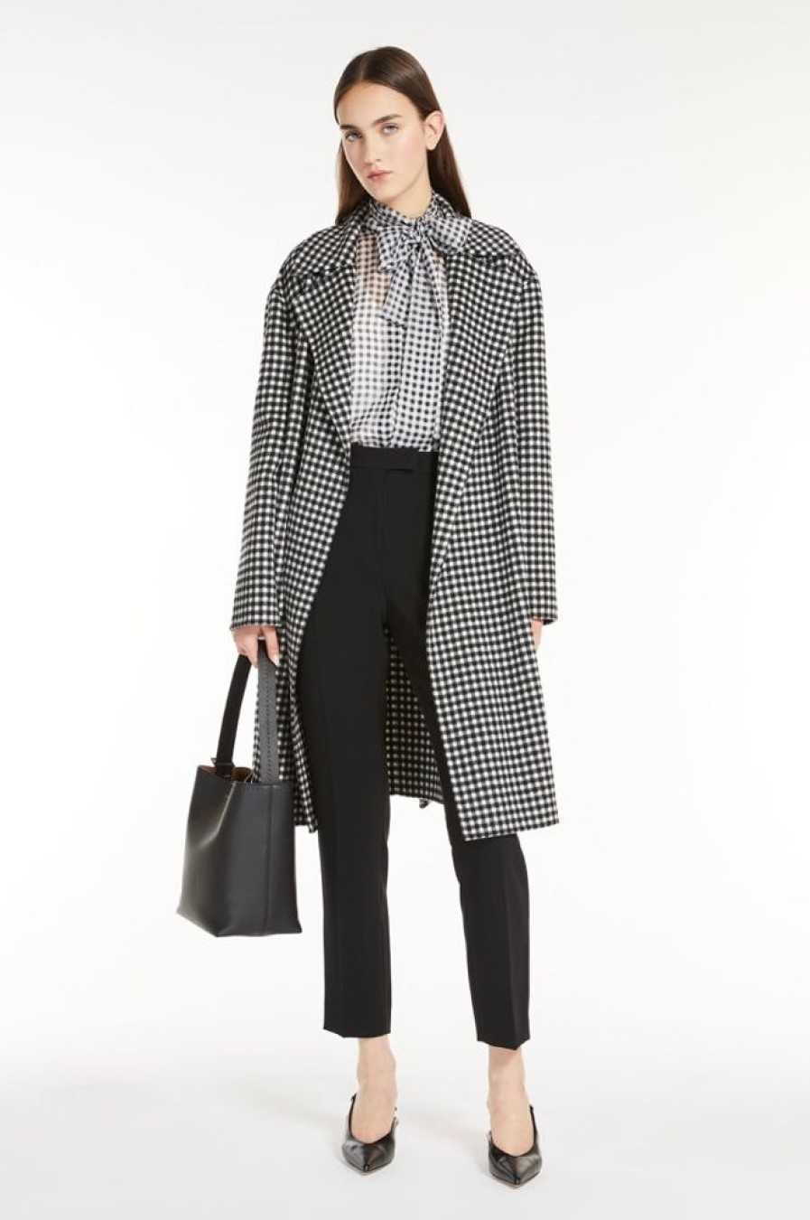 Capispalla Le Chicche | Max Mara Studio Cappotto Vestaglia In Lana Vichy T. 42