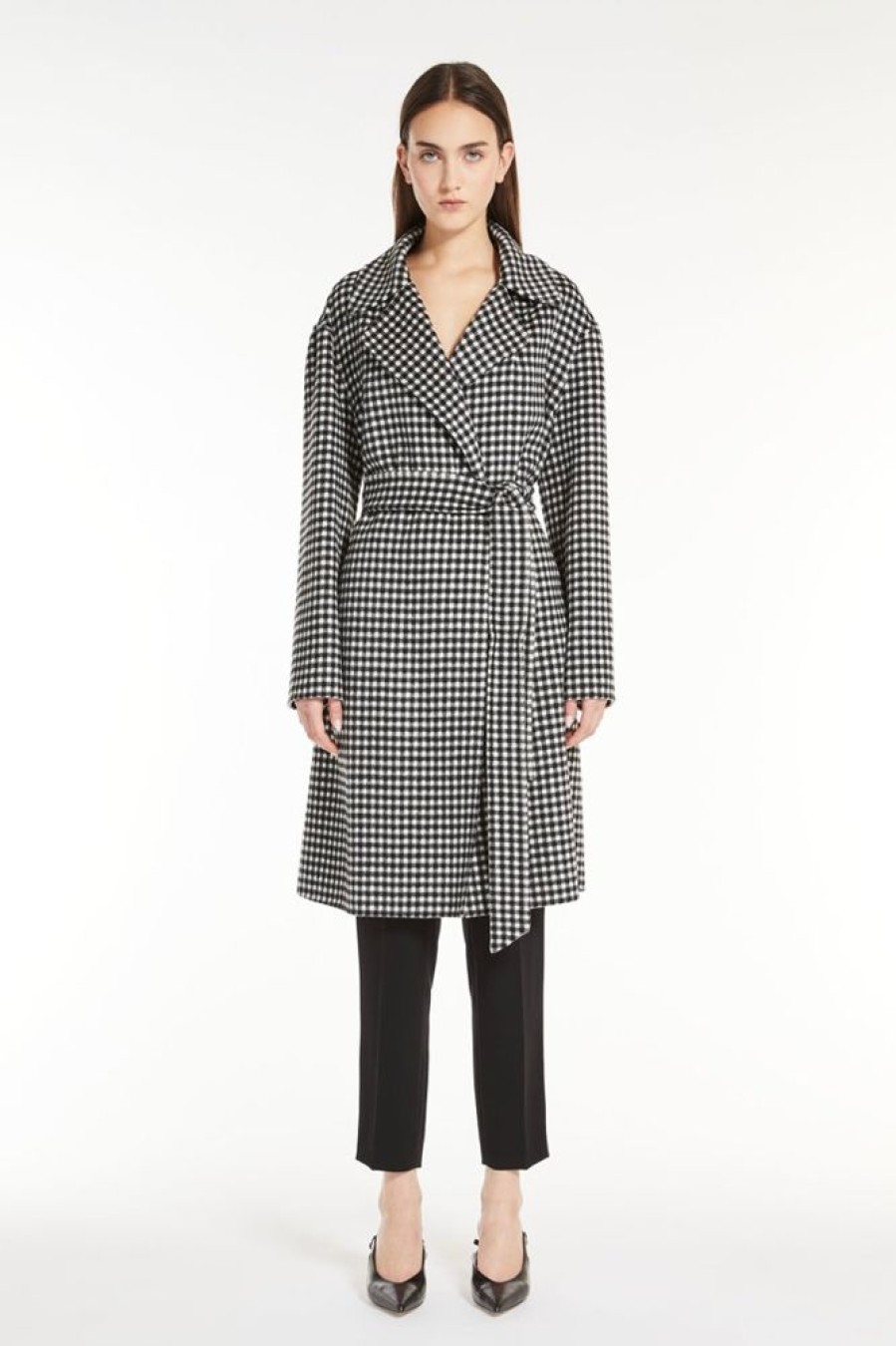 Capispalla Le Chicche | Max Mara Studio Cappotto Vestaglia In Lana Vichy T. 42