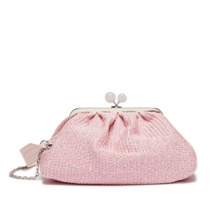 Borse Le Chicche | Max Mara Weekend Pasticcino Bag Medium In Rafia Rosa