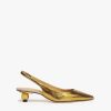 Scarpe Le Chicche | Max Mara Weekend Slingback In Pelle Laminata Oro N. 37