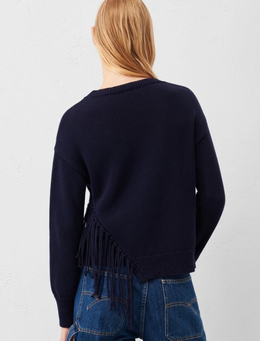 Abbigliamento Le Chicche | Marella Maglia In Cotone Con Frange Blu T. 42