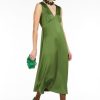 Abbigliamento Le Chicche | Max Mara Weekend Abito Svasato In Raso Verde T. 42