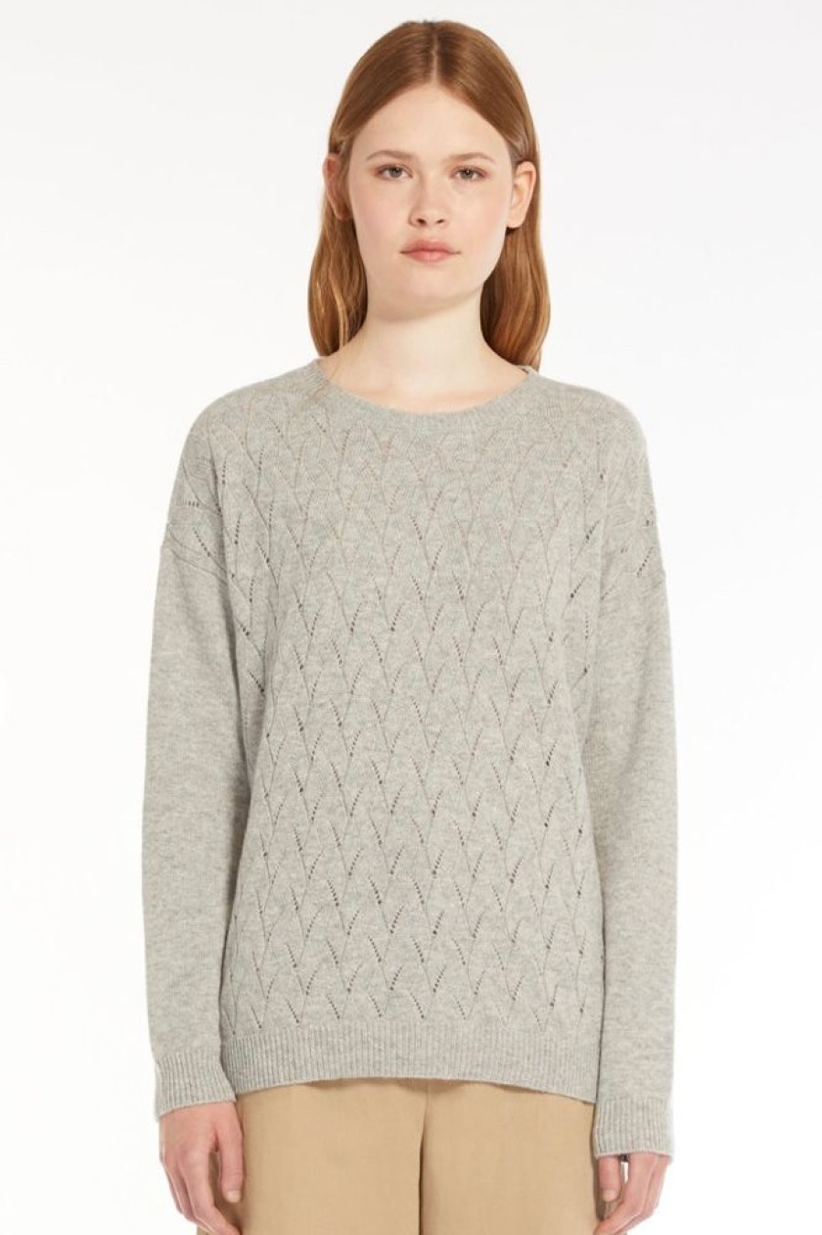 Abbigliamento Le Chicche | Max Mara Studio Maglia In Lana E Cashmere Grigio Perla T. 42