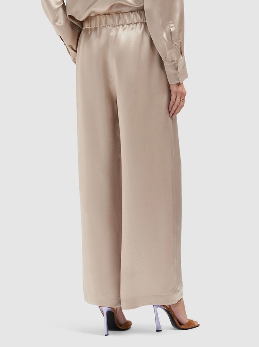 Abbigliamento Le Chicche | Max Mara Leisure Pantaloni Wide Leg In Satin Oro T. 42