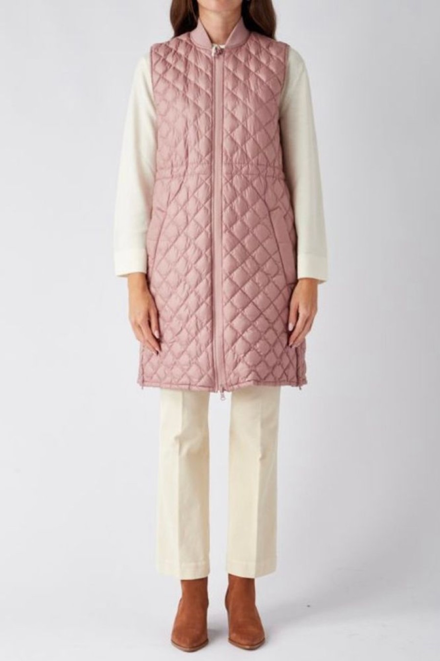 Abbigliamento Le Chicche | Max Mara Leisure Gilet In Nylon Trapuntato Rosa Antico T. 42