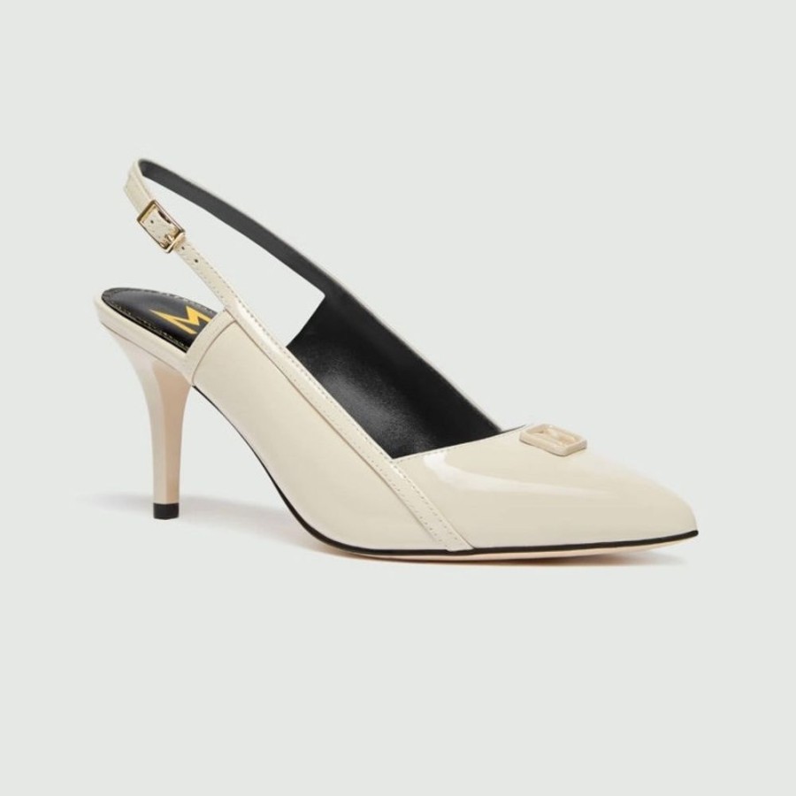 Scarpe Le Chicche | Marella Sandali Slingback In Vernice N.40 Panna