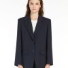 Capispalla Le Chicche | Max Mara Weekend Blazer In Tela Di Lana Blu Notte T. 42