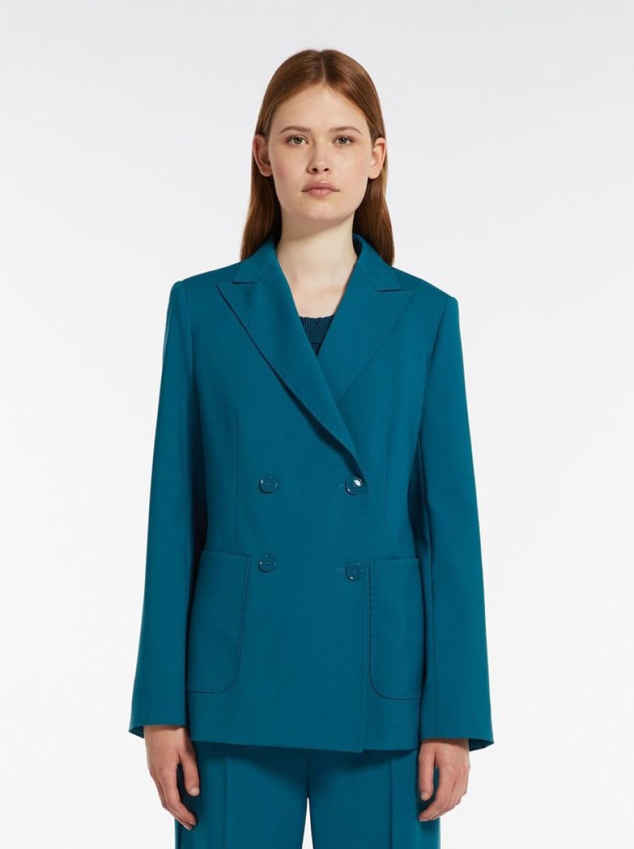 Capispalla Le Chicche | Max Mara Weekend Blazer Sartoriale In Tela Di Lana Petrolio T. 42