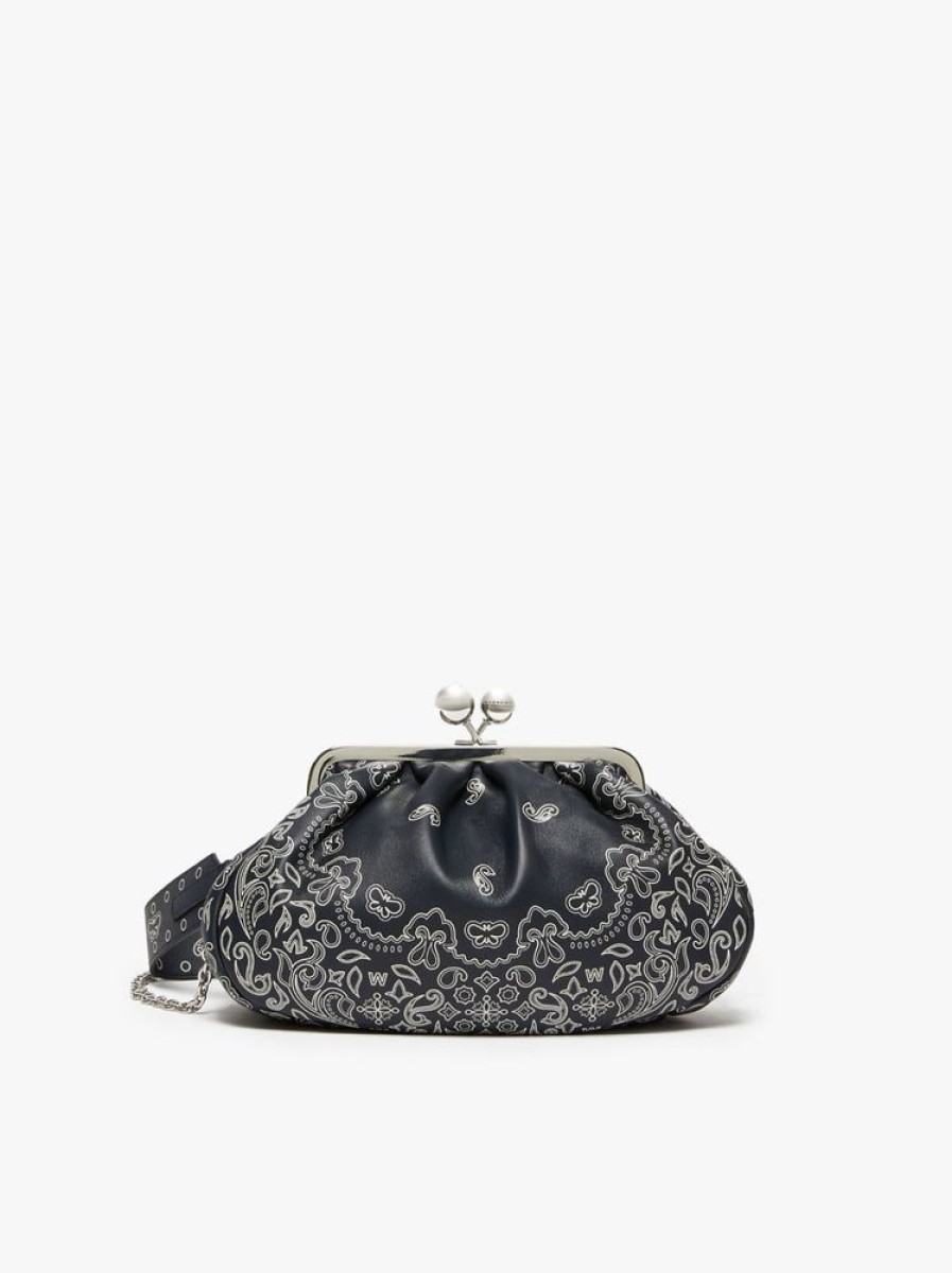 Borse Le Chicche | Max Mara Weekend Pasticcino Bag Medium In Nappa Bandana Blu Marino