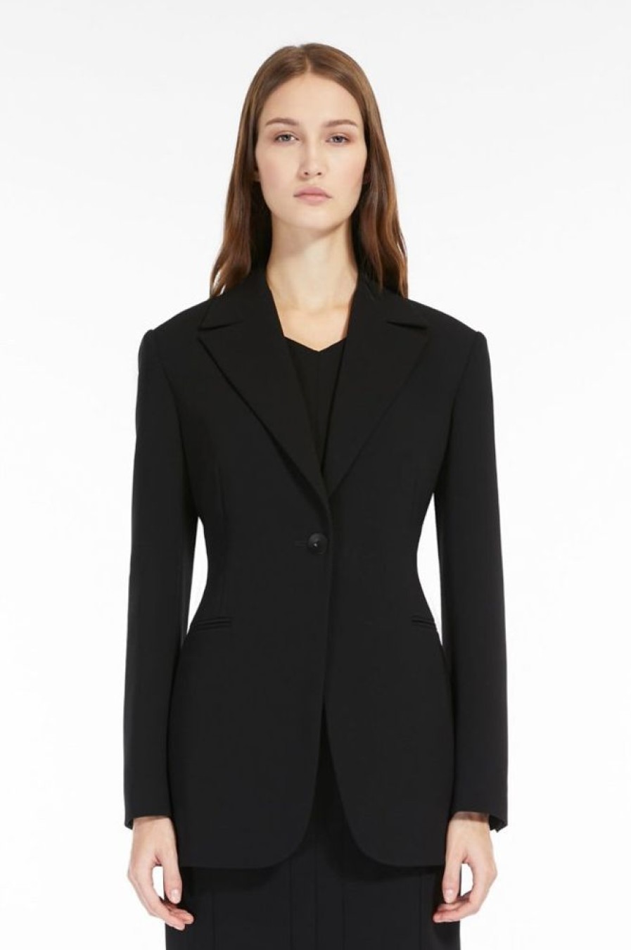 Abbigliamento Le Chicche | Max Mara Studio Blazer Monopetto In Cady Nero T. 42