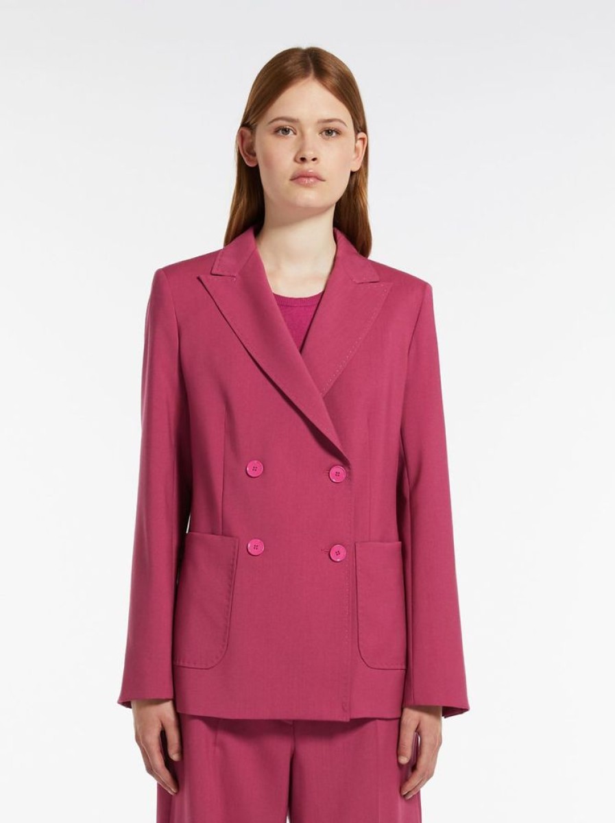 Capispalla Le Chicche | Max Mara Weekend Blazer Sartoriale In Tela Di Lana Fucsia T. 42