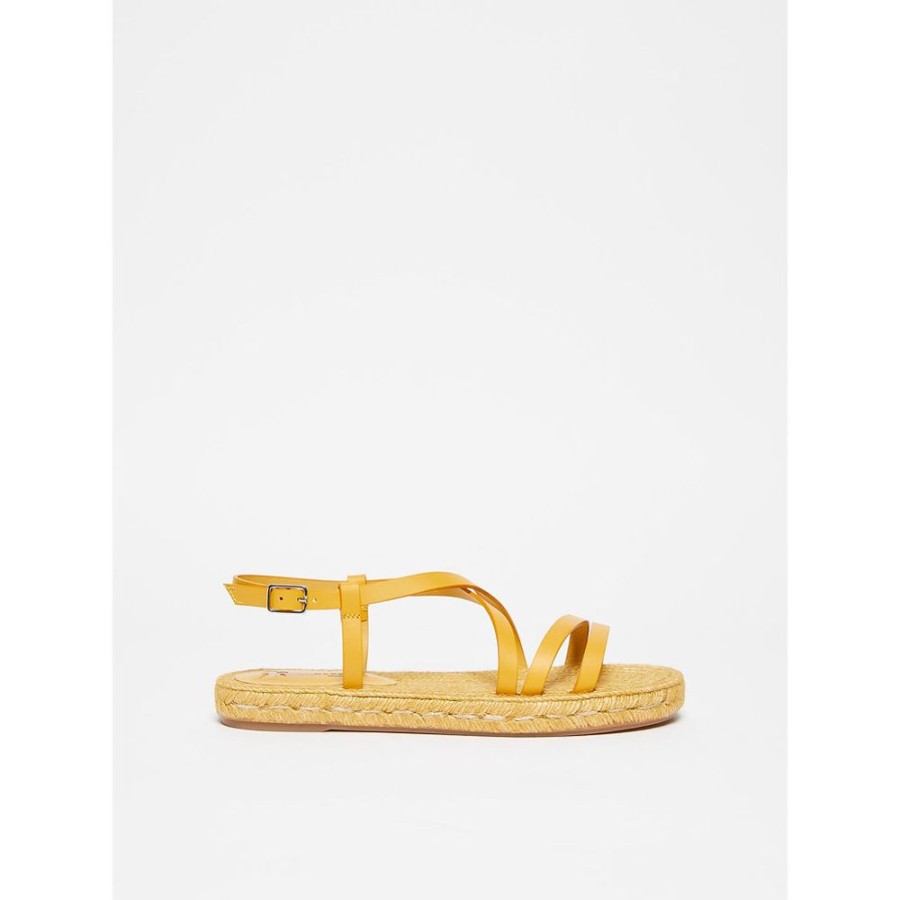 Scarpe Le Chicche | Max Mara Weekend Sandalo Flat In Cuoio Giallo