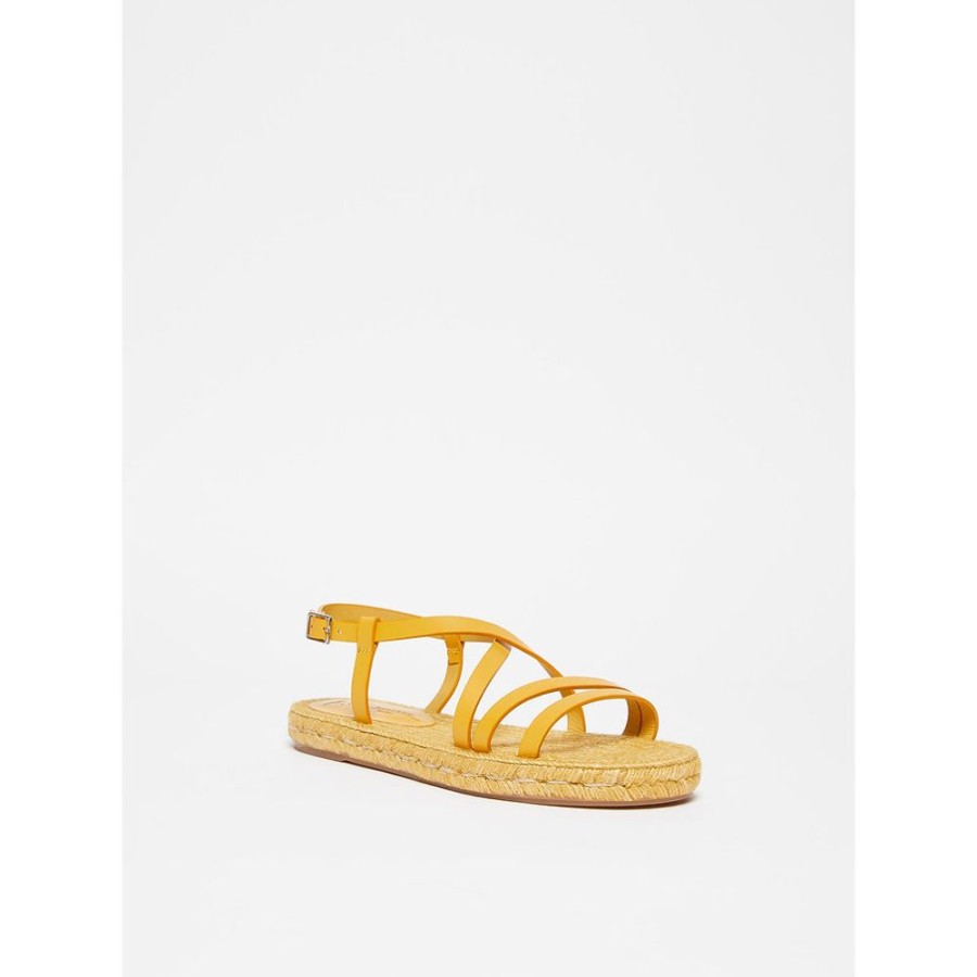 Scarpe Le Chicche | Max Mara Weekend Sandalo Flat In Cuoio Giallo