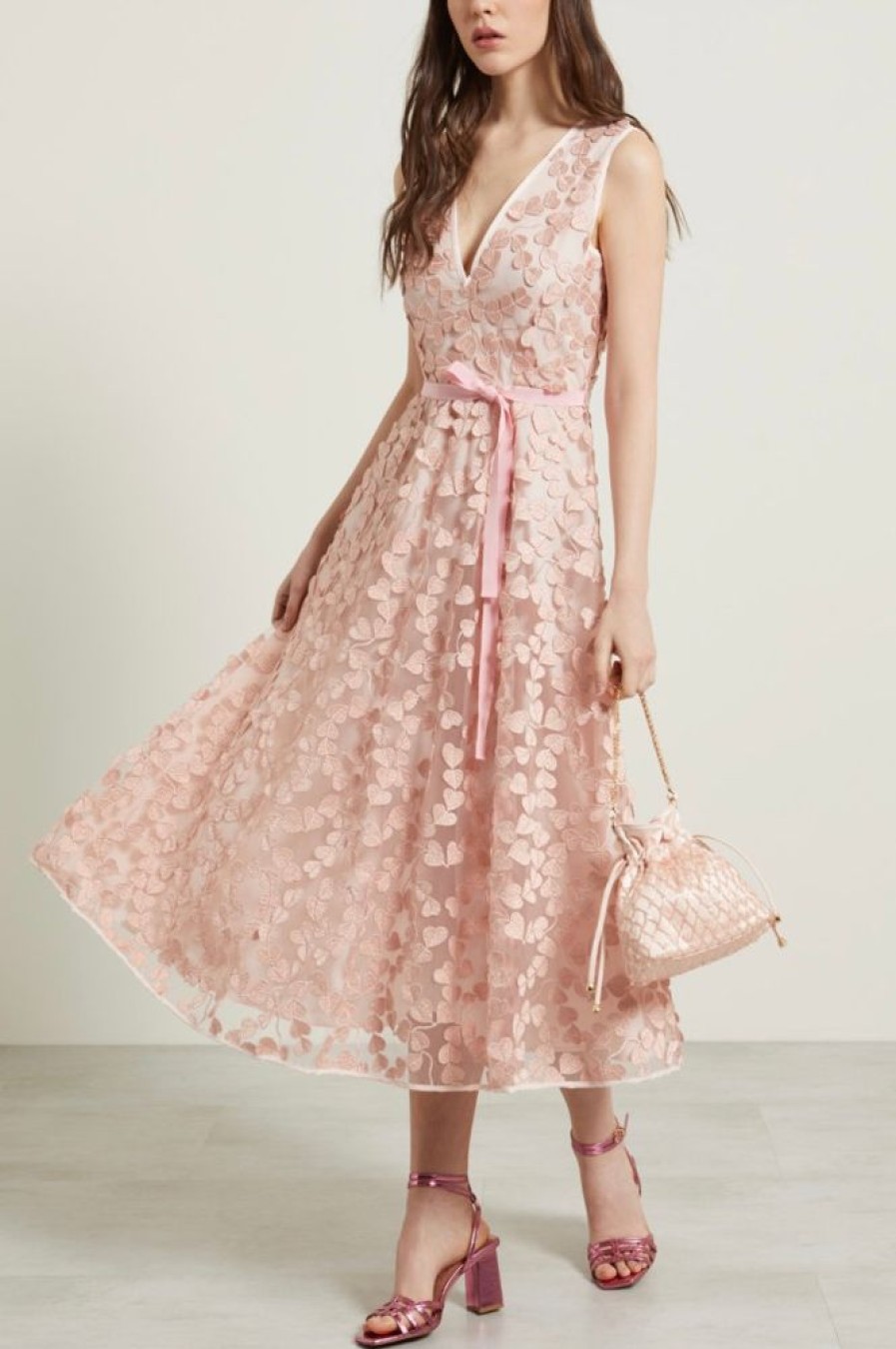 Abbigliamento Le Chicche | Marella Abito Smanicato In Tulle Rosa Cipria T. 42