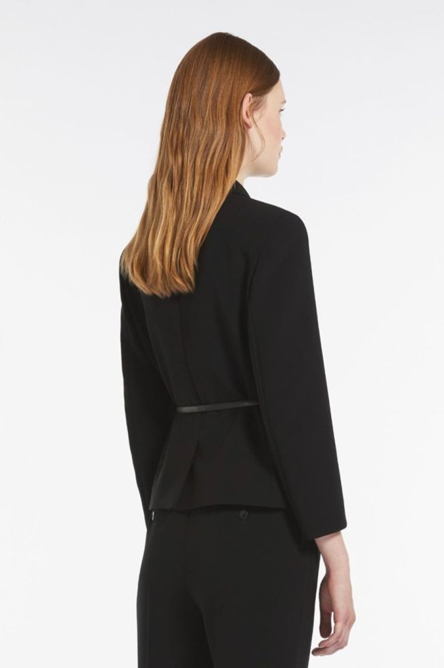 Capispalla Le Chicche | Max Mara Studio Blazer In Cady Con Cintura Nero T. 42