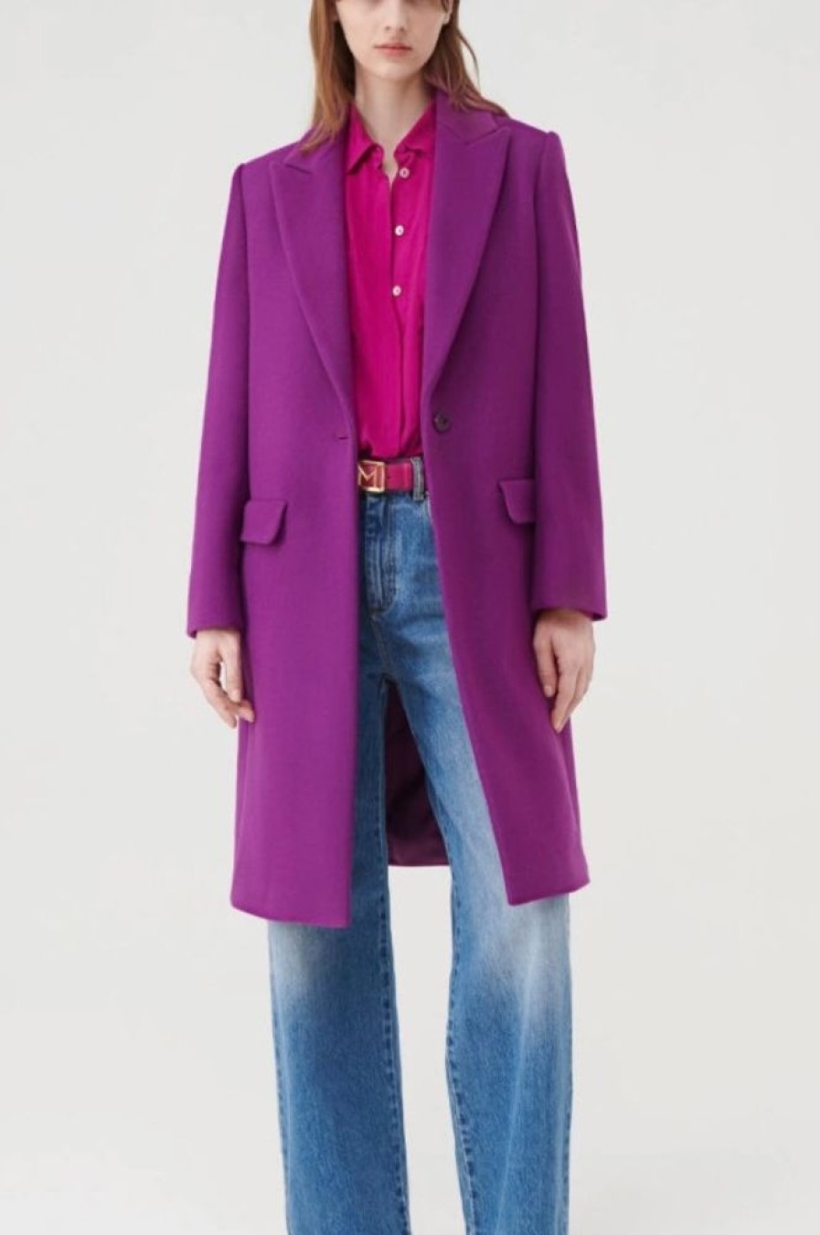 Abbigliamento Le Chicche | Marella Cappotto In Panno Double Misto Lana Viola T. 42