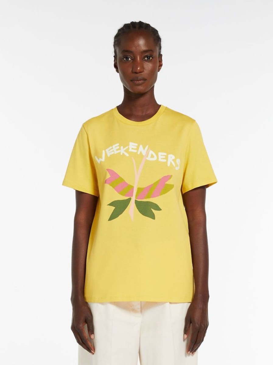 Abbigliamento Le Chicche | Max Mara Weekend T-Shirt In Jersey Con Stampa Giallo T. 42