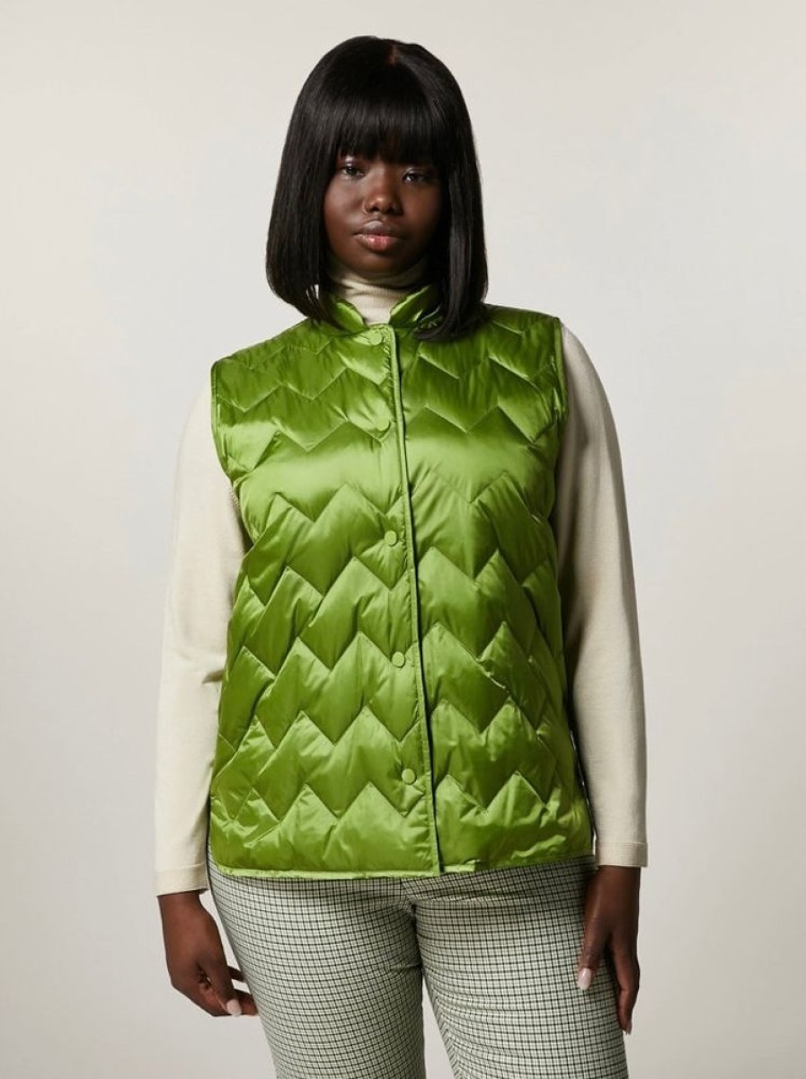 Abbigliamento Le Chicche | Mpersona By Marina Rinaldi Gilet In Piumino Verde T. 21