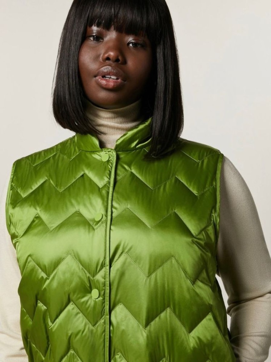 Abbigliamento Le Chicche | Mpersona By Marina Rinaldi Gilet In Piumino Verde T. 21