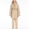 Capispalla Le Chicche | Max Mara Weekend Parka Con Cappuccio In Tessuto Antigoccia Sabbia T. 42