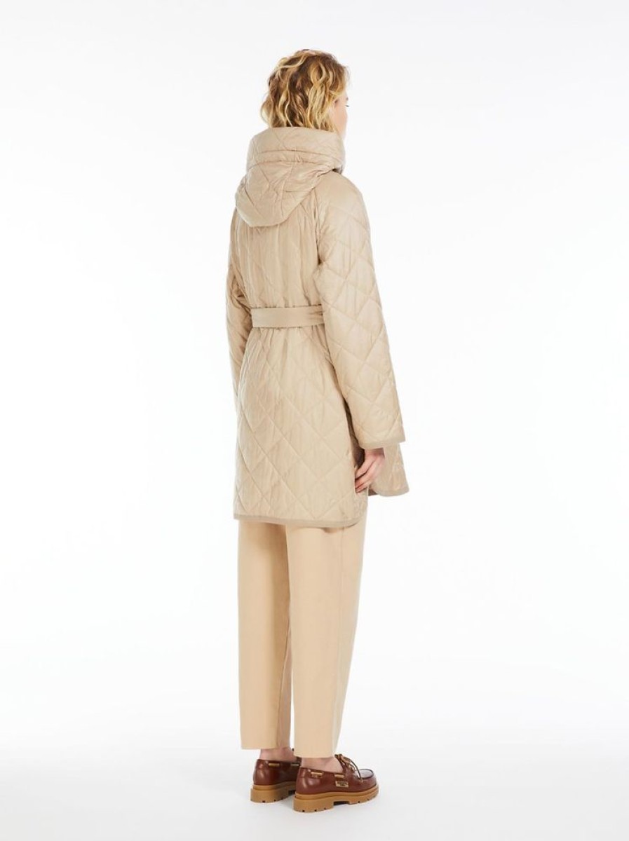 Capispalla Le Chicche | Max Mara Weekend Parka Con Cappuccio In Tessuto Antigoccia Sabbia T. 42