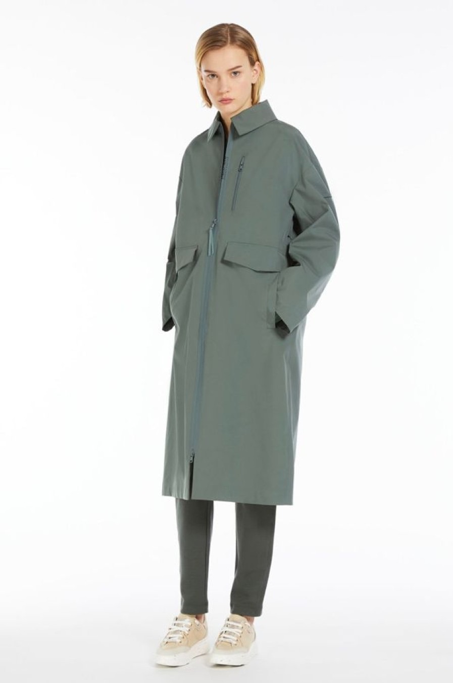 Capispalla Le Chicche | Max Mara Leisure Trench In Tela Tecnica Gommata T. 42