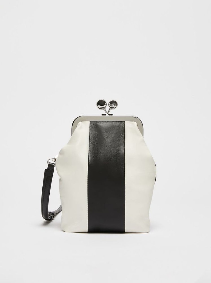 Borse Le Chicche | Max Mara Weekend Pasticcino Bag Extra Small In Nappa Bianco E Nero