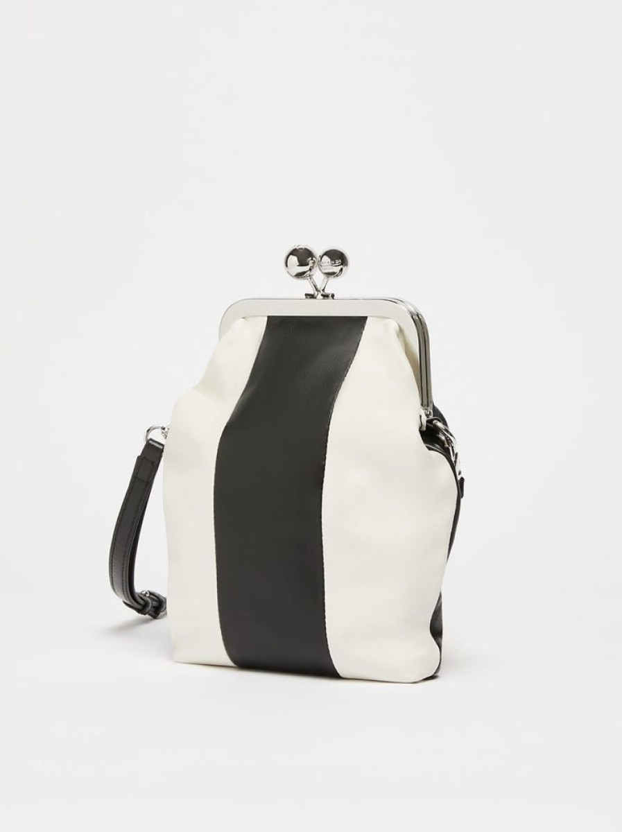 Borse Le Chicche | Max Mara Weekend Pasticcino Bag Extra Small In Nappa Bianco E Nero