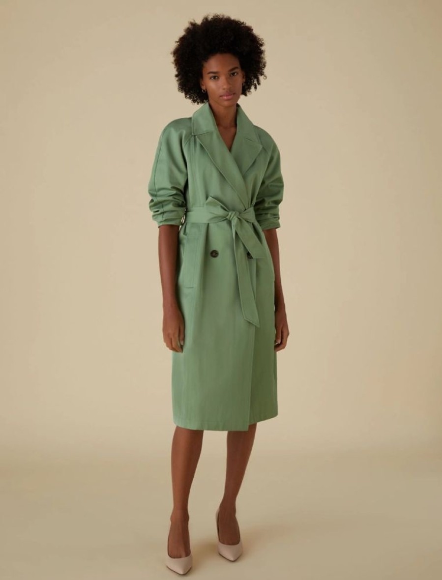 Capispalla Le Chicche | Emme Marella Trench In Gabardina Verde T. 42