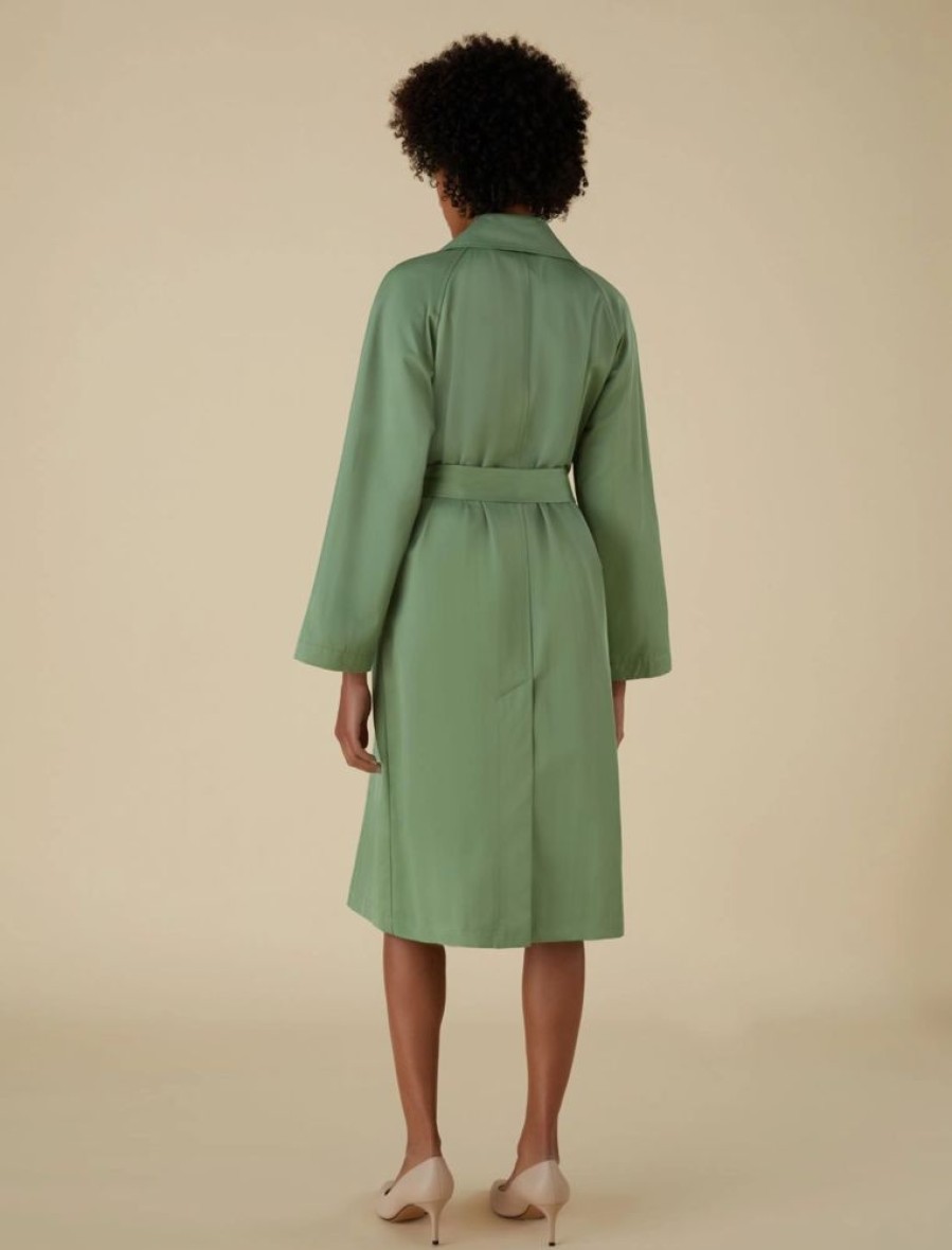 Capispalla Le Chicche | Emme Marella Trench In Gabardina Verde T. 42