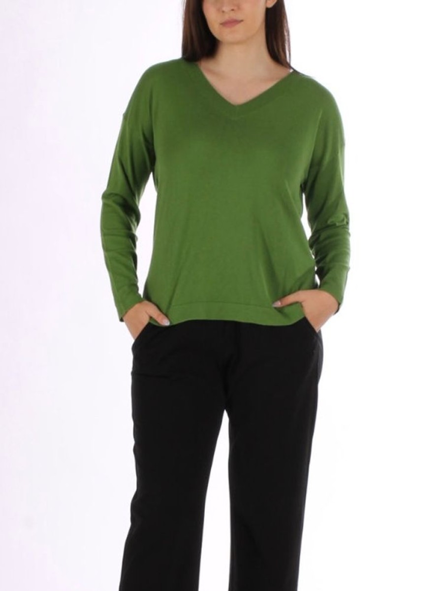 Abbigliamento Le Chicche | Max Mara Weekend Maglia Misto Seta Verde Bottiglia T. 42