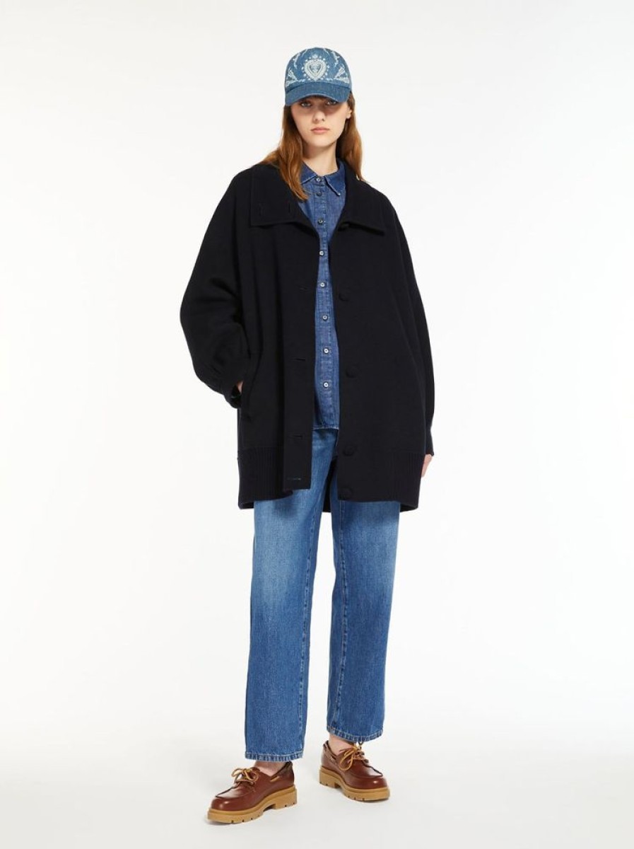 Capispalla Le Chicche | Max Mara Weekend Bomber In Lana Double Blu T. 42